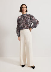 Ingrid Abstract Print Blouse Navy