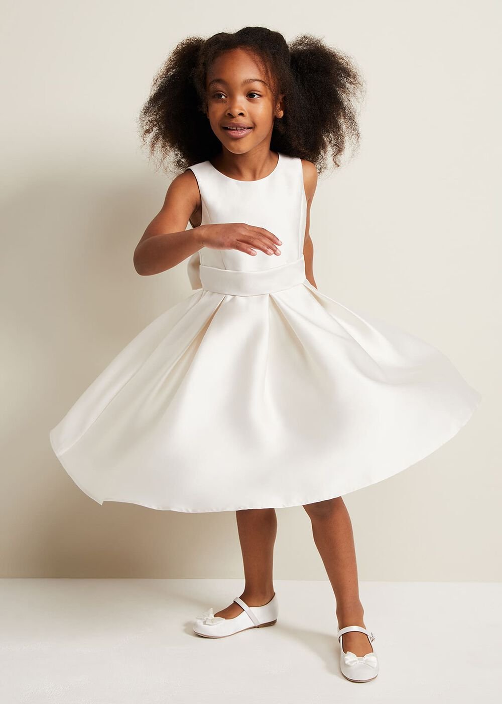 Melody Satin Fit And Flare Dress White