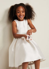 Melody Satin Fit And Flare Dress White