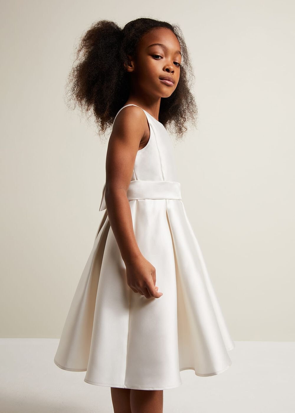 Melody Satin Fit And Flare Dress White