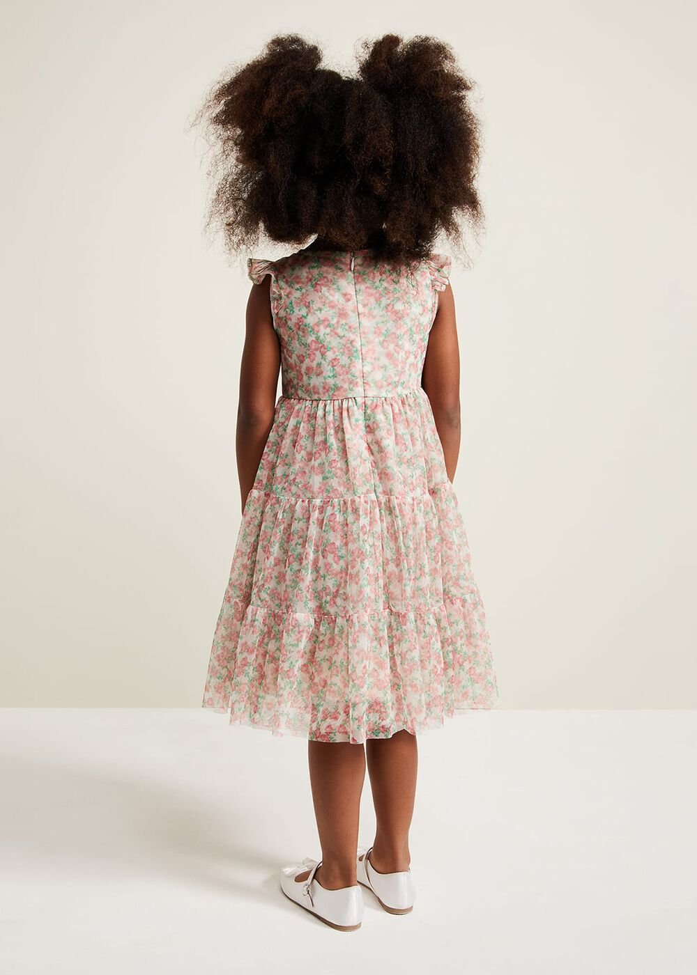 Asha Mesh Floral Smock Dress Multi-Coloured
