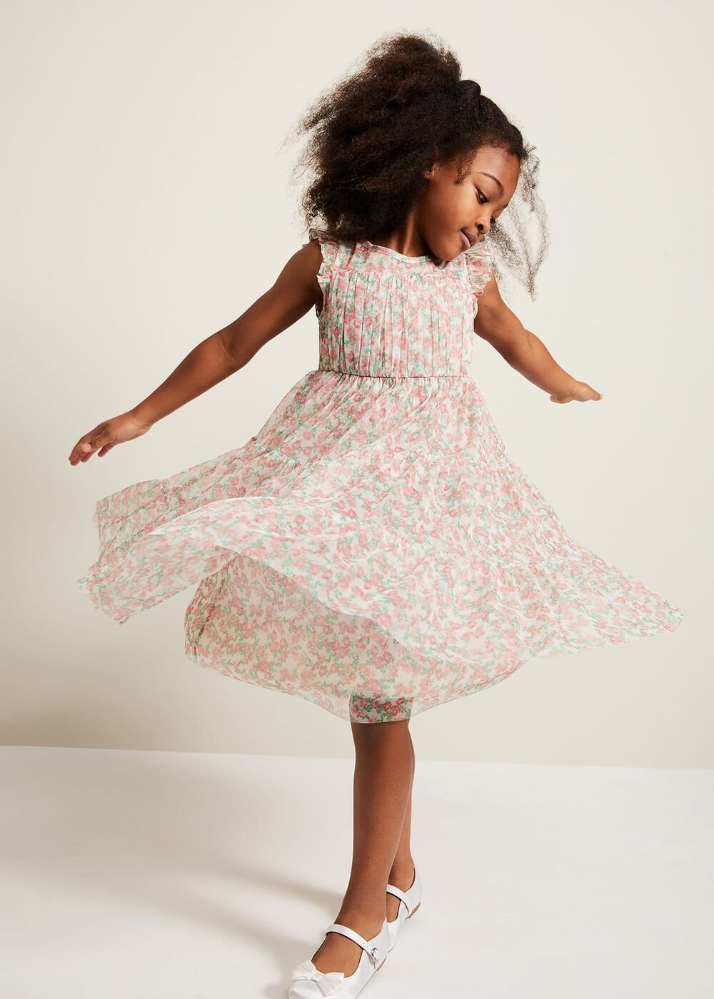 Asha Mesh Floral Smock Dress Multi-Coloured