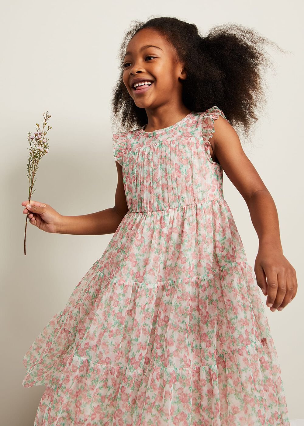 Asha Mesh Floral Smock Dress Multi-Coloured