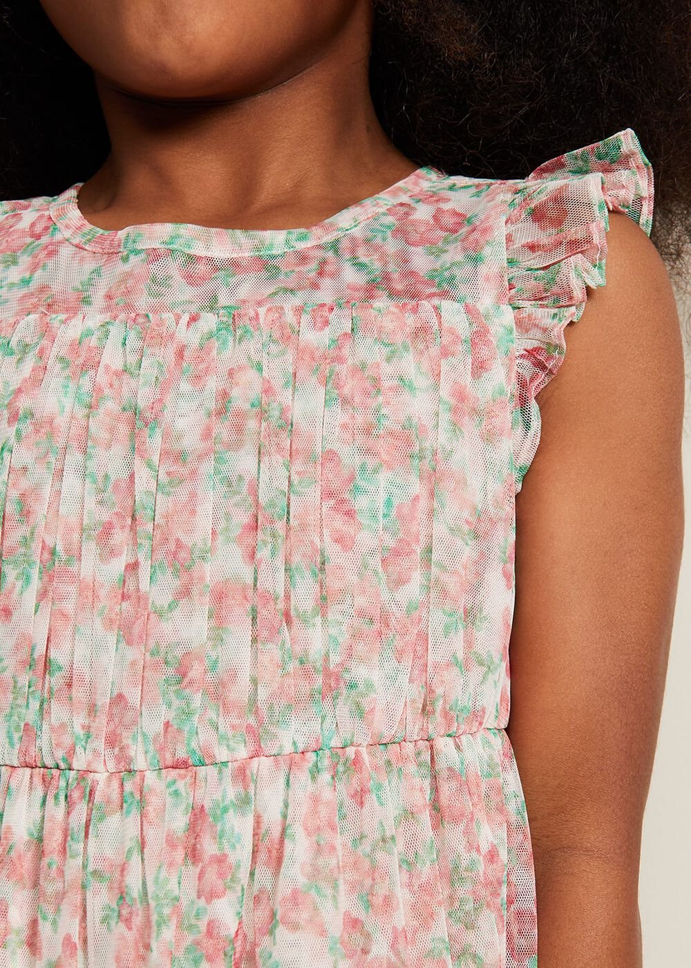 Asha Mesh Floral Smock Dress Multi-Coloured
