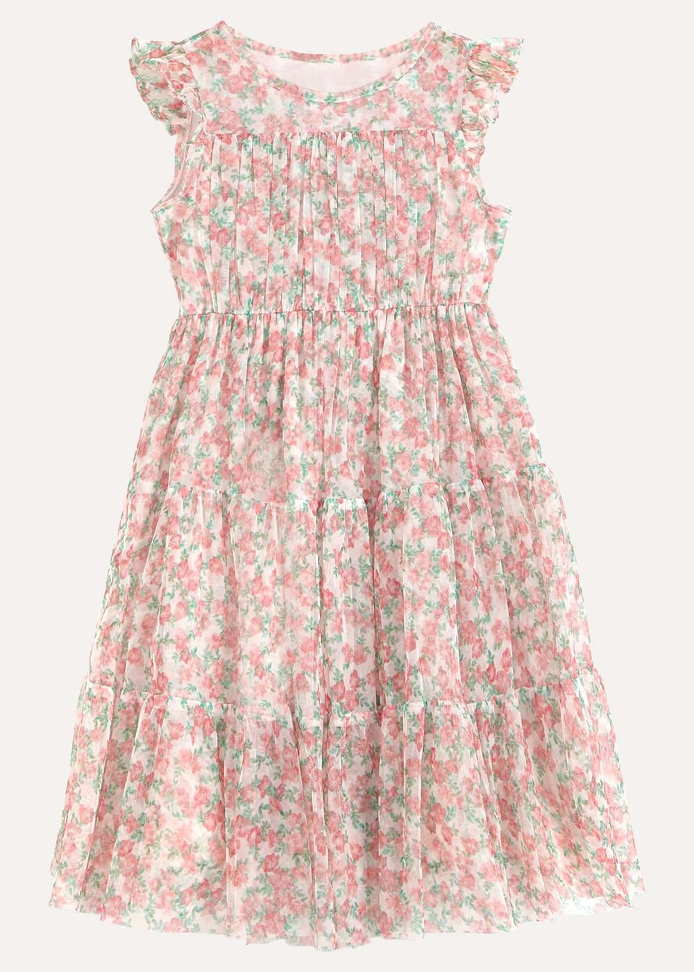 Asha Mesh Floral Smock Dress Multi-Coloured