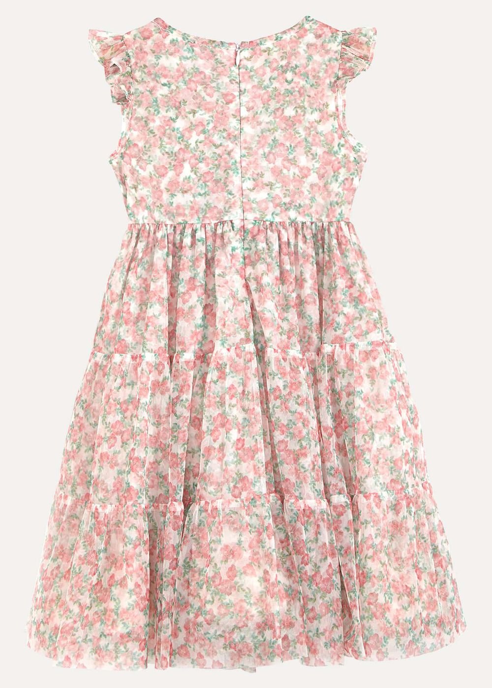 Asha Mesh Floral Smock Dress Multi-Coloured