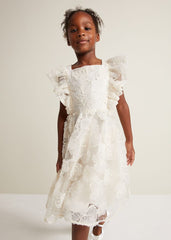 Rosa Lace Applique Smock Dress Cream