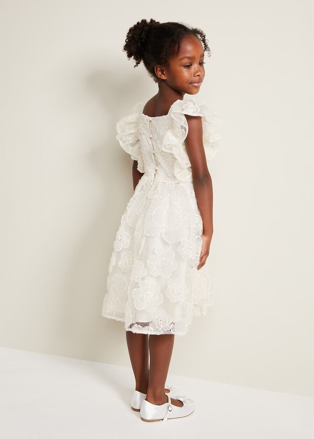 Rosa Lace Applique Smock Dress Cream