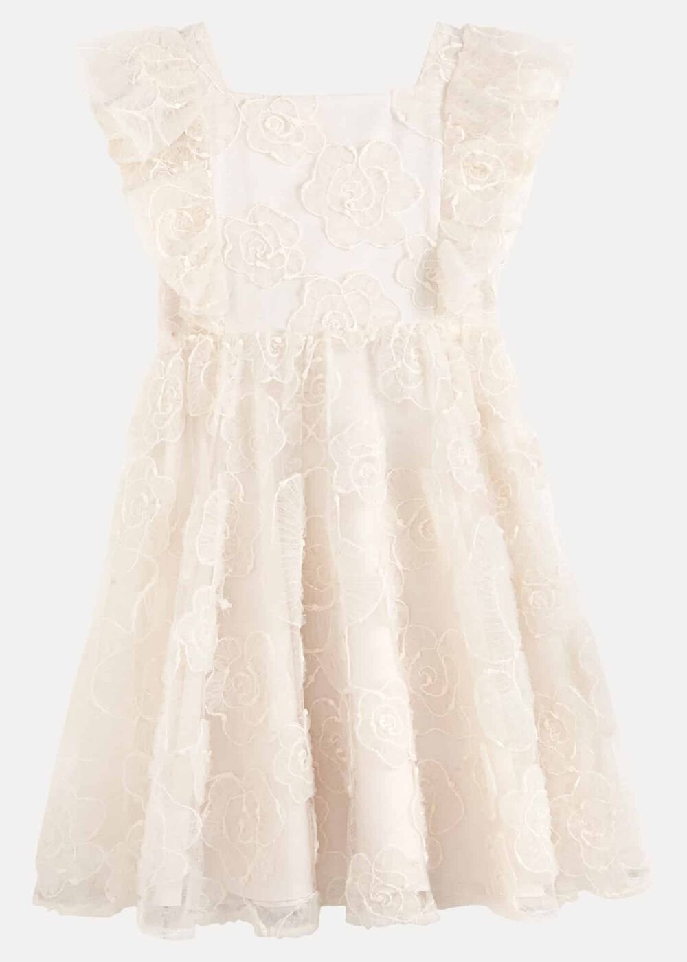 Rosa Lace Applique Smock Dress Cream
