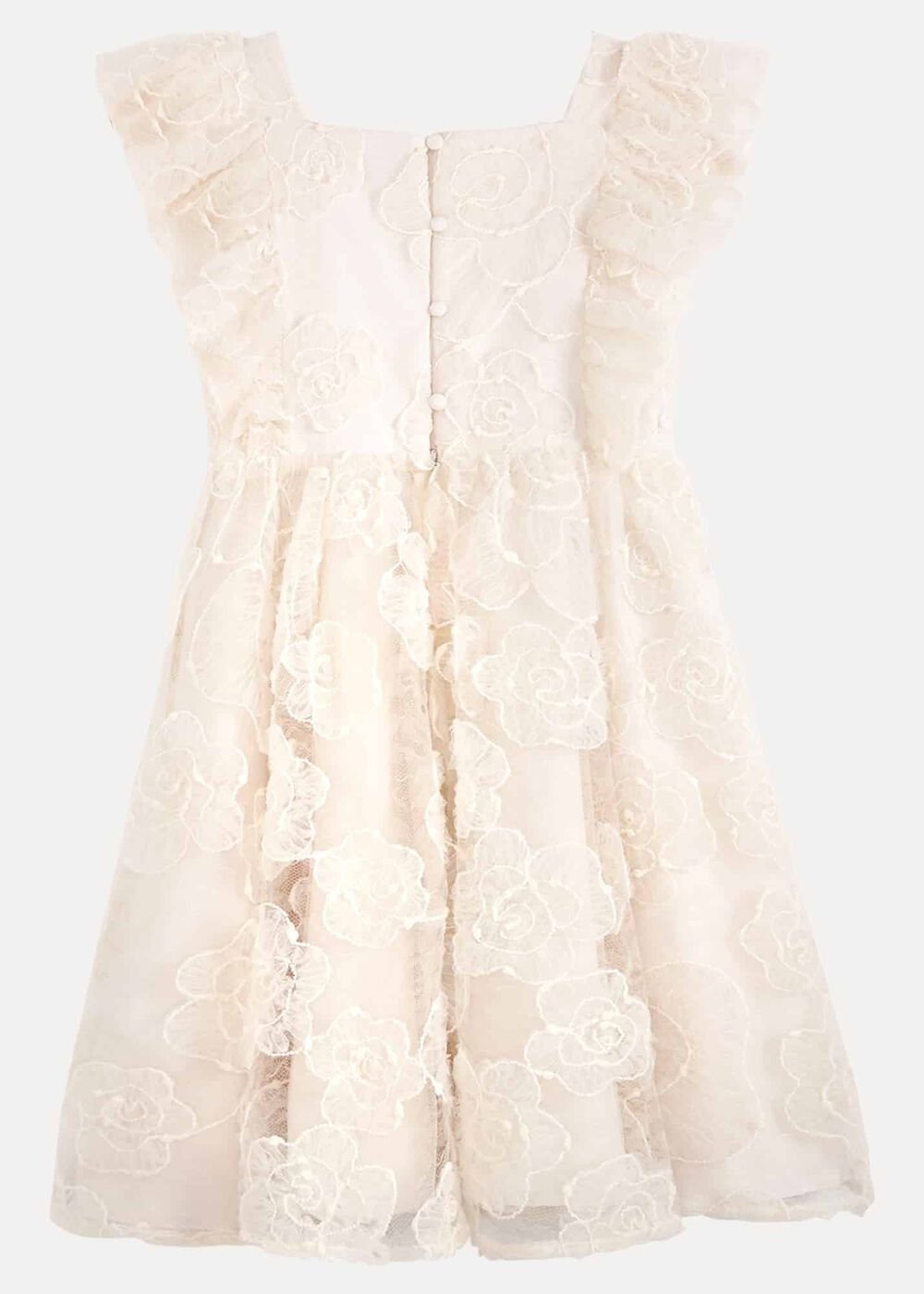 Rosa Lace Applique Smock Dress Cream