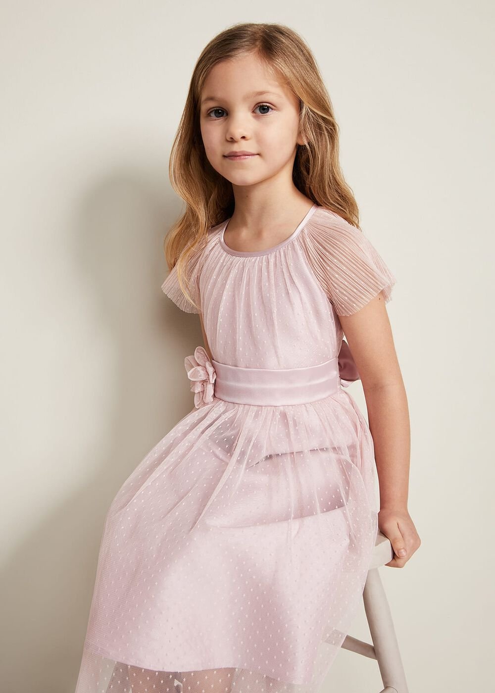 Jasmine Tulle Fit And Flare Dress Antique Rose