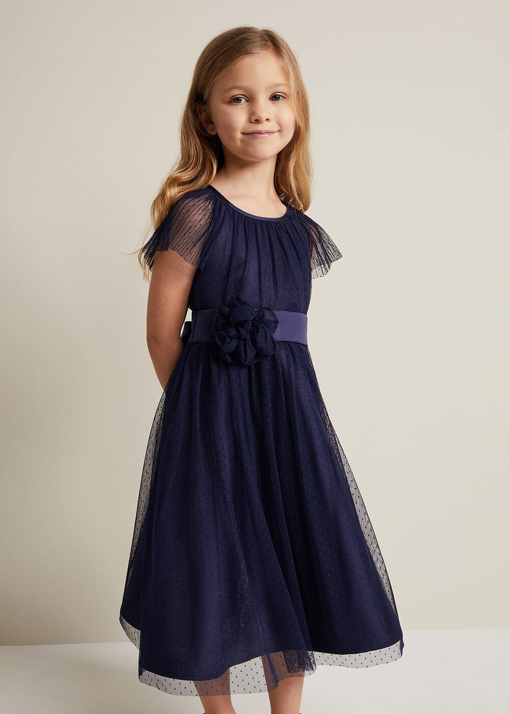 Jasmine Tulle Fit And Flare Dress Navy