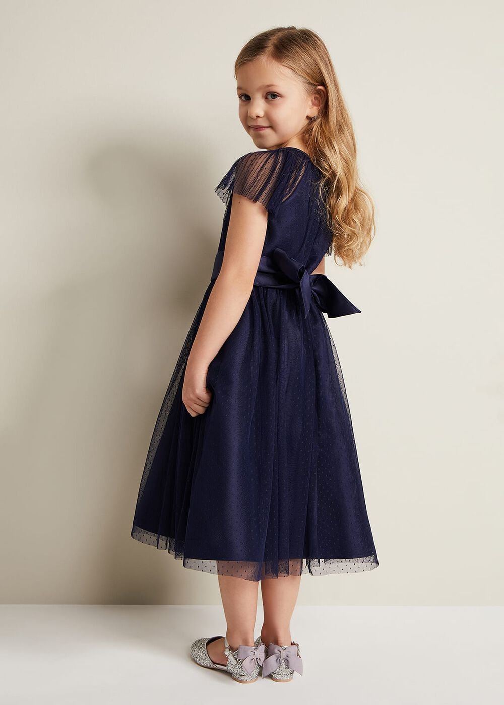 Jasmine Tulle Fit And Flare Dress Navy