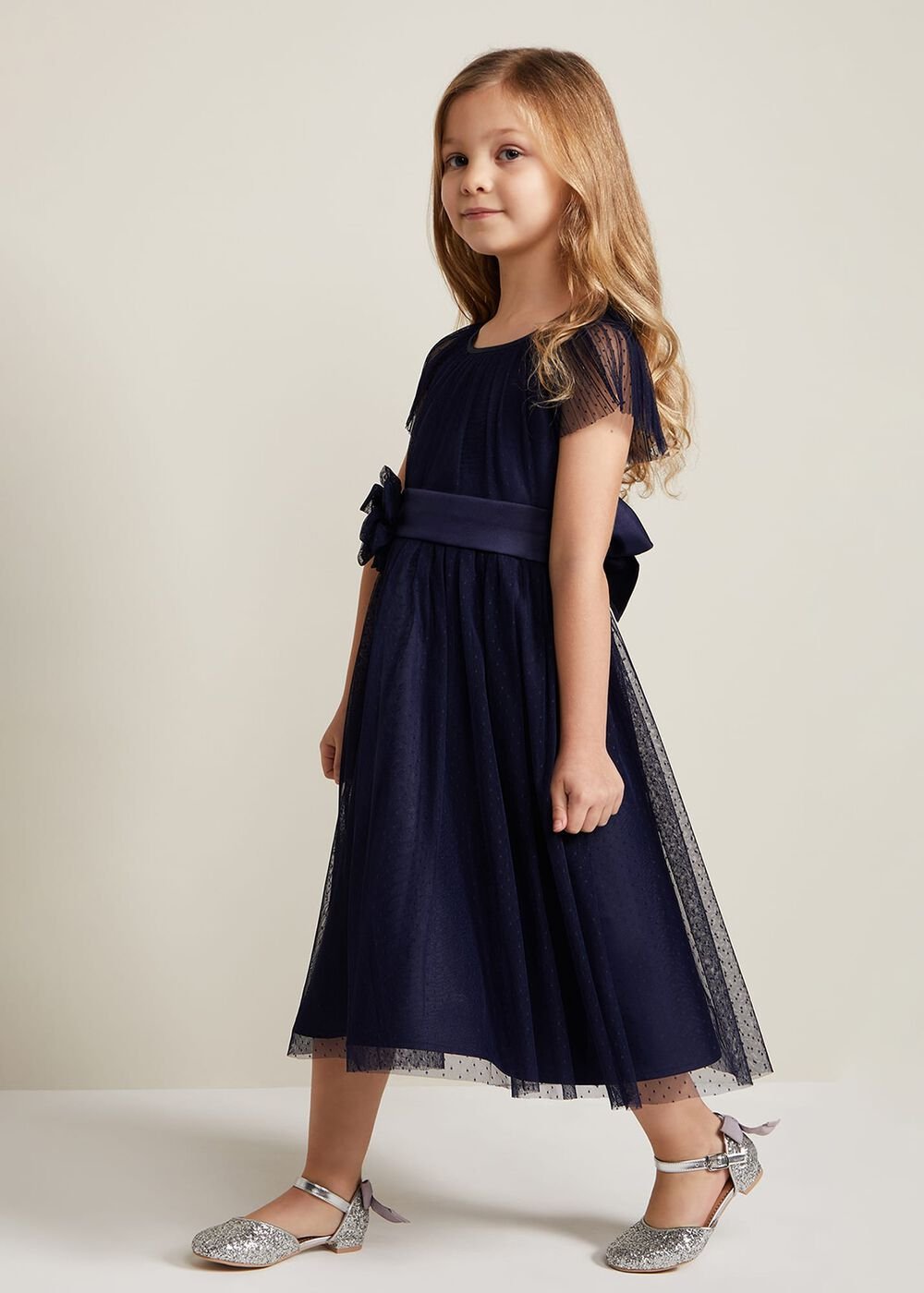 Jasmine Tulle Fit And Flare Dress Navy