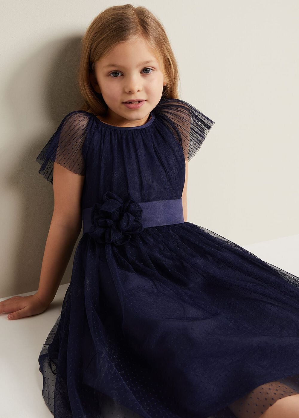 Jasmine Tulle Fit And Flare Dress Navy