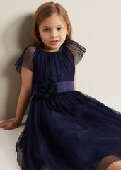 Jasmine Tulle Fit And Flare Dress Navy