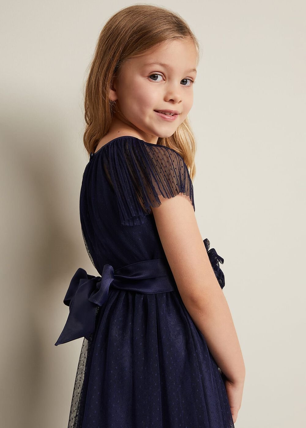 Jasmine Tulle Fit And Flare Dress Navy