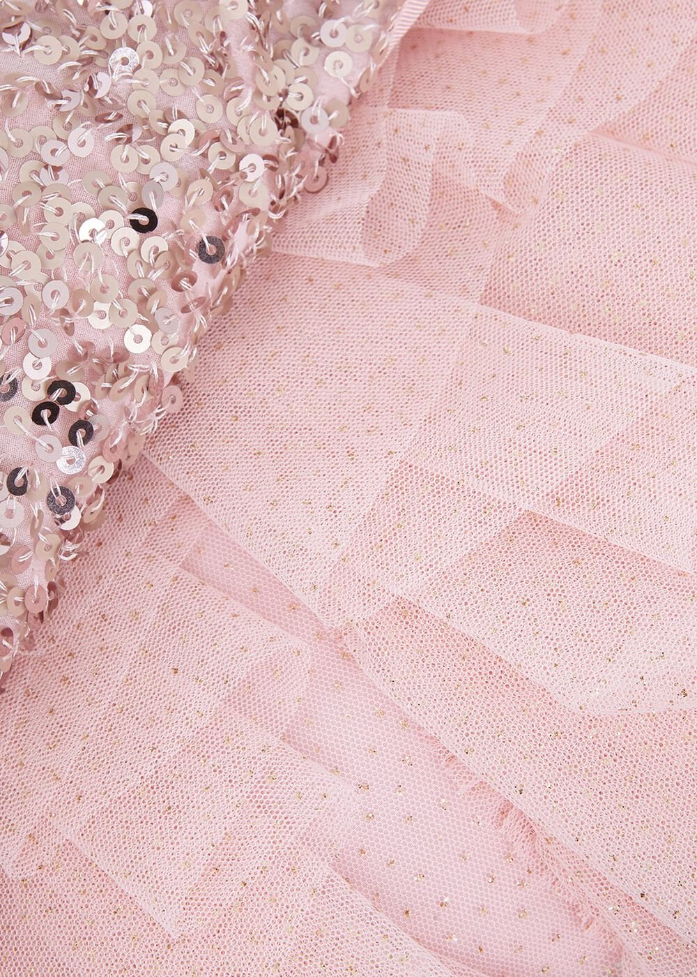 Andrina Sequin Ruffle Dress Pale Pink