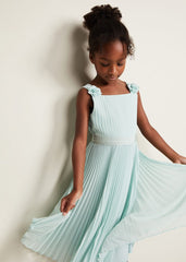 Belle Pleat Dress Pale Blue