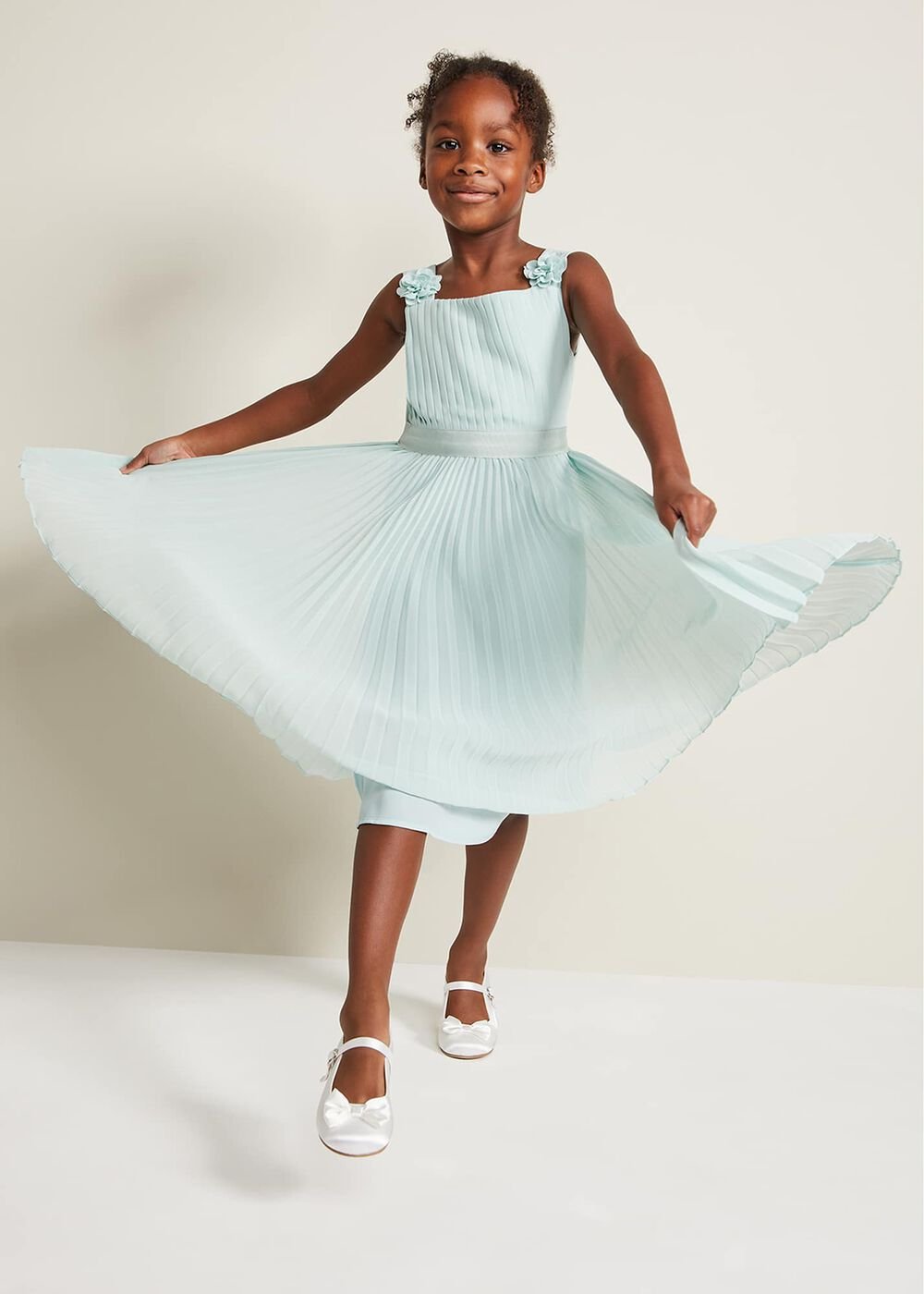 Belle Pleat Dress Pale Blue