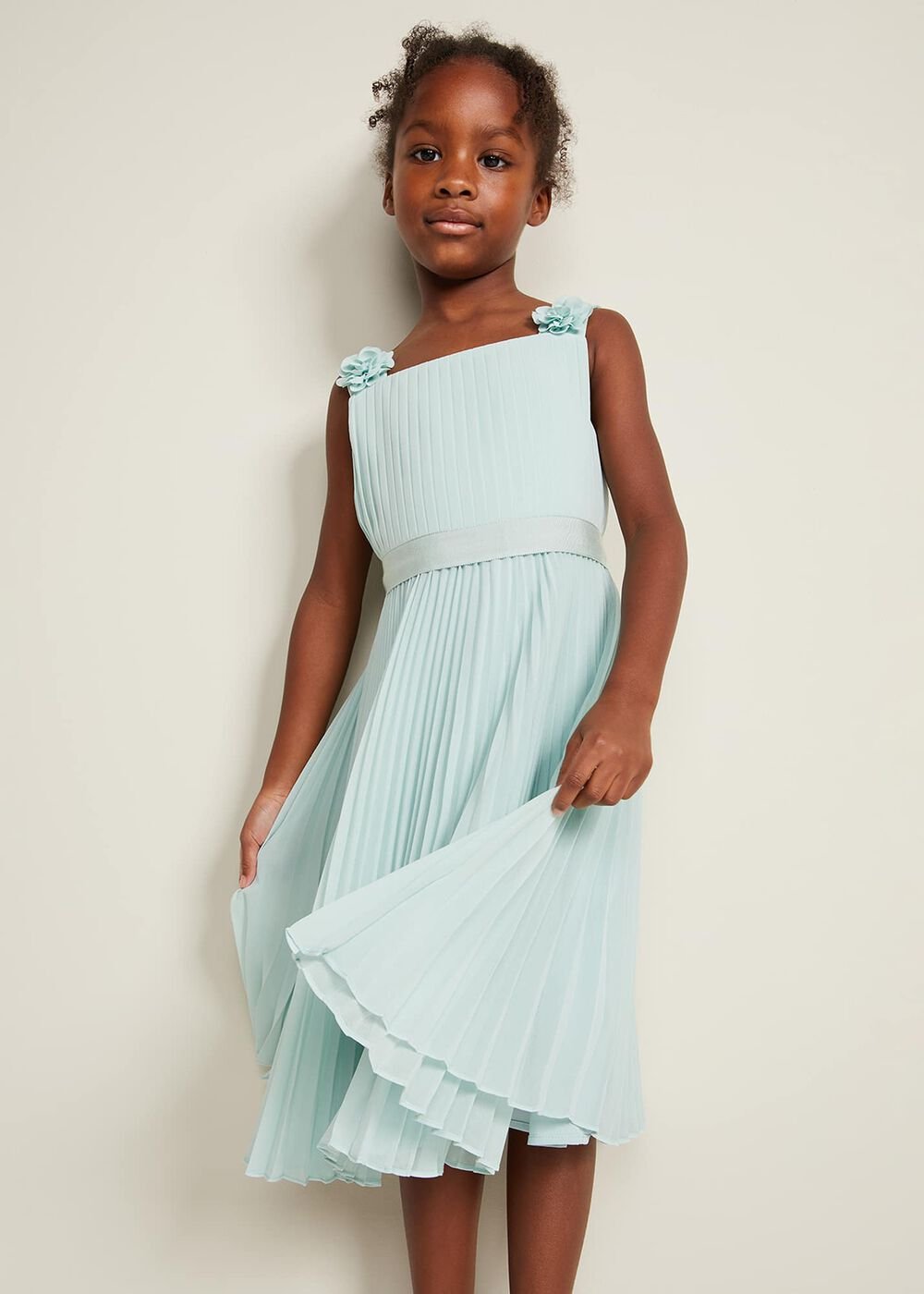 Belle Pleat Dress Pale Blue
