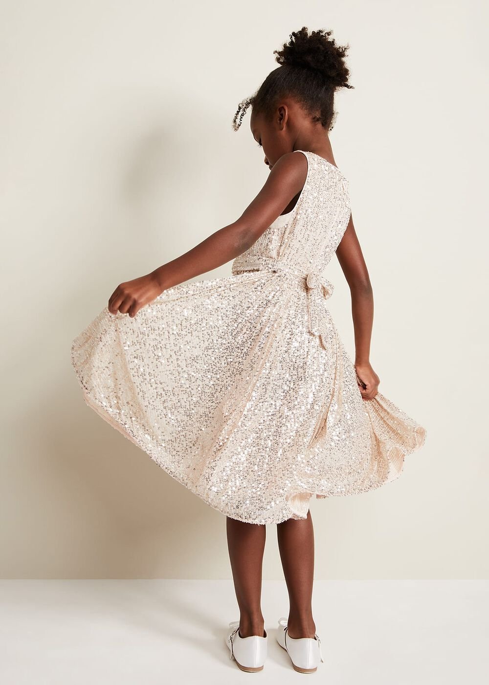 Tiana Sequin Pleat Dress Gold
