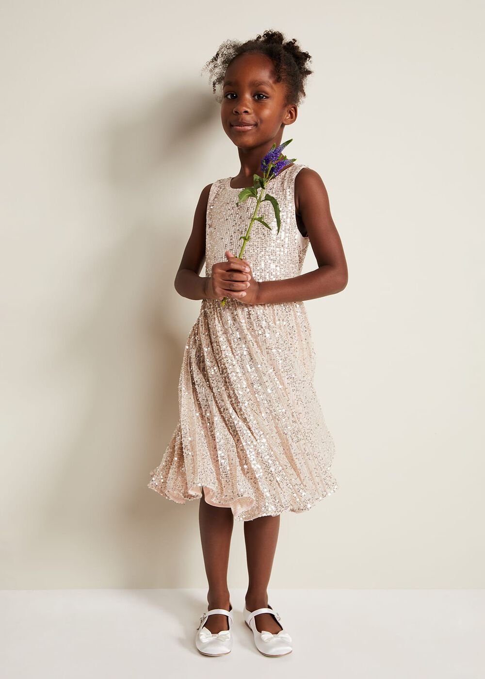 Tiana Sequin Pleat Dress Gold