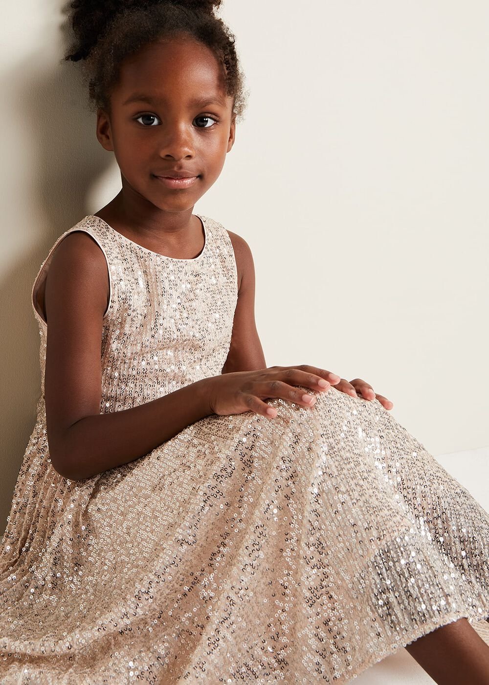 Tiana Sequin Pleat Dress Gold