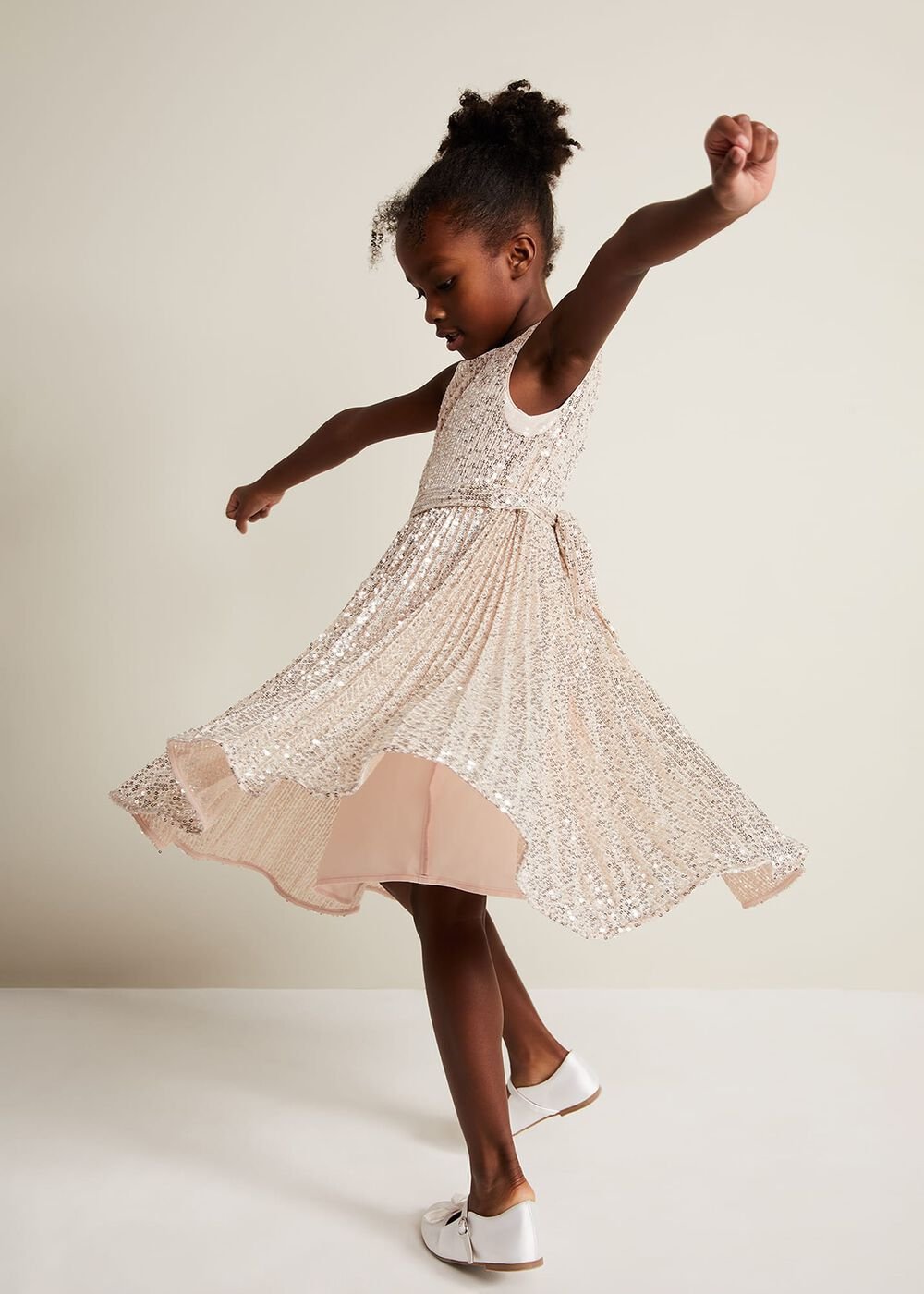 Tiana Sequin Pleat Dress Gold