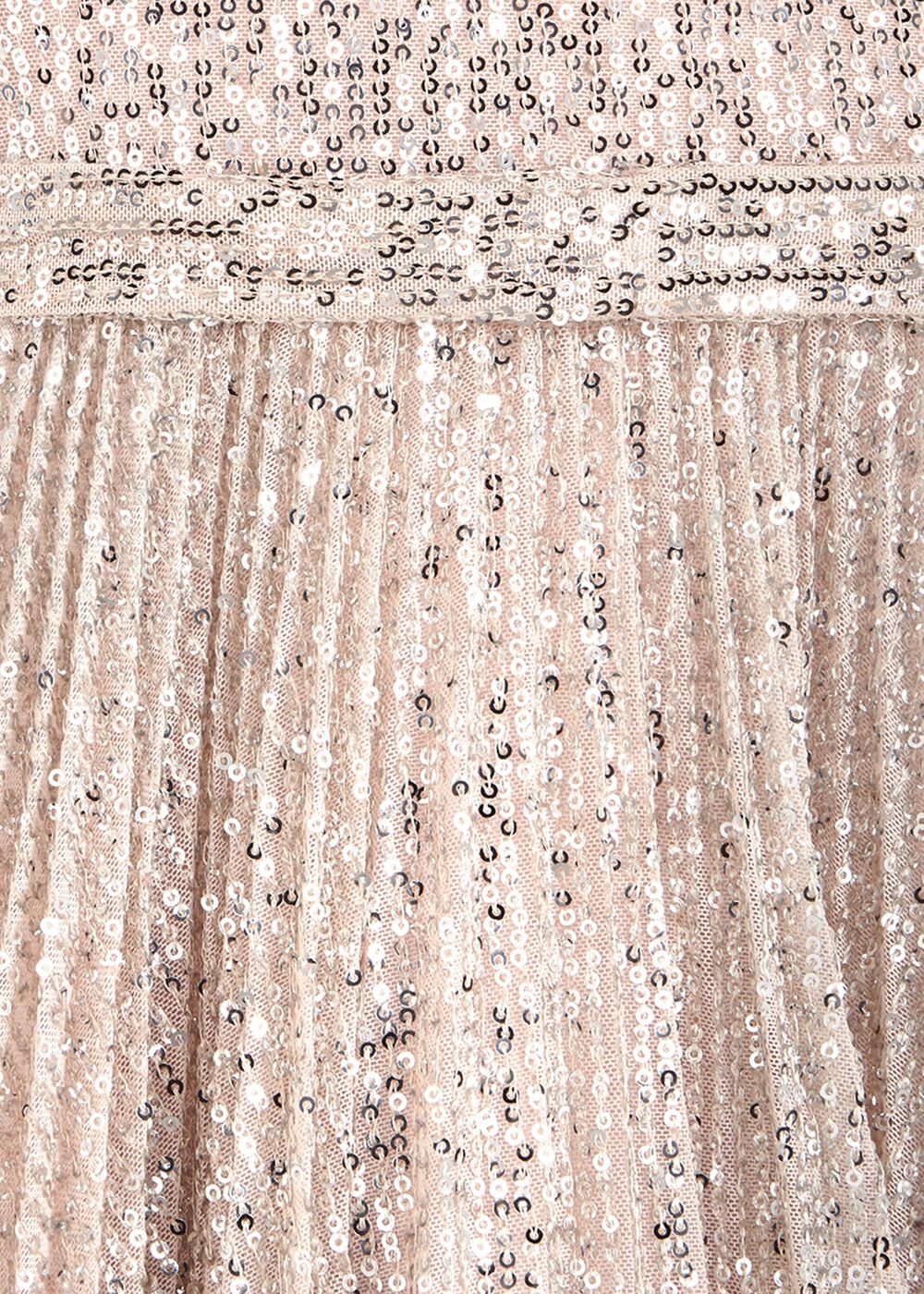 Tiana Sequin Pleat Dress Gold