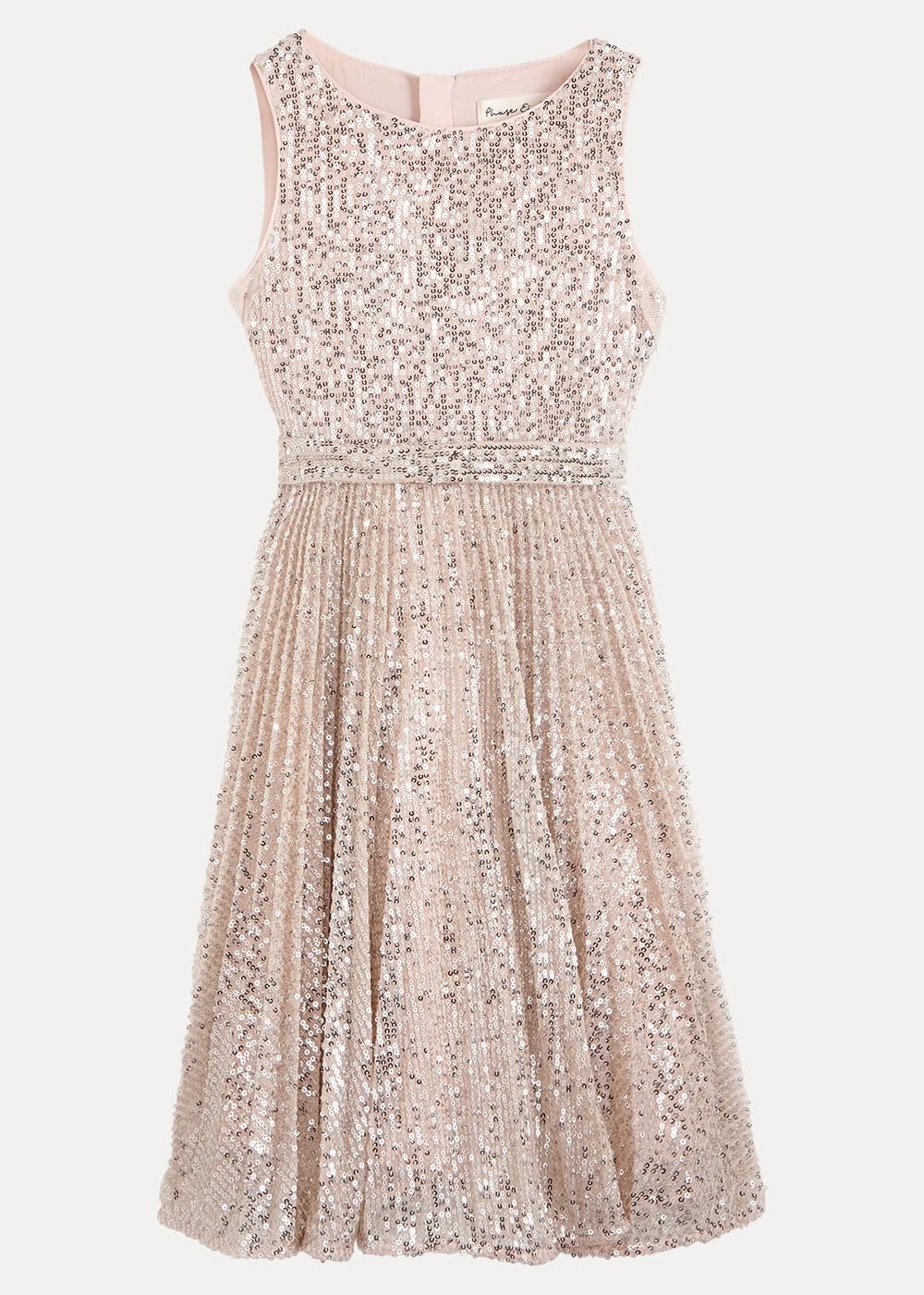 Tiana Sequin Pleat Dress Gold