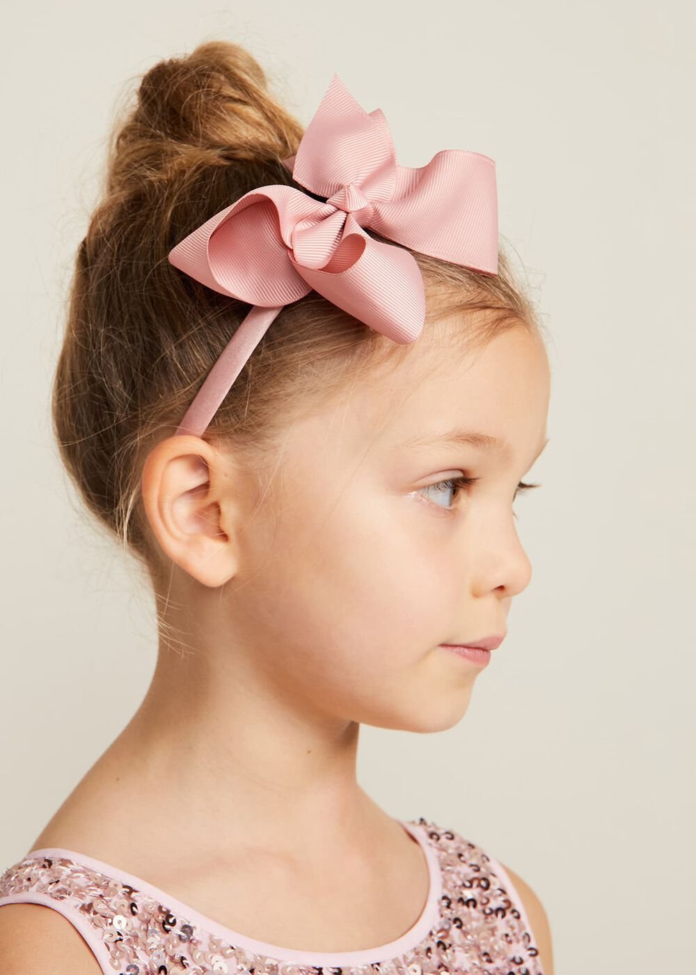 Bow Hair Band & Clip Set Pink