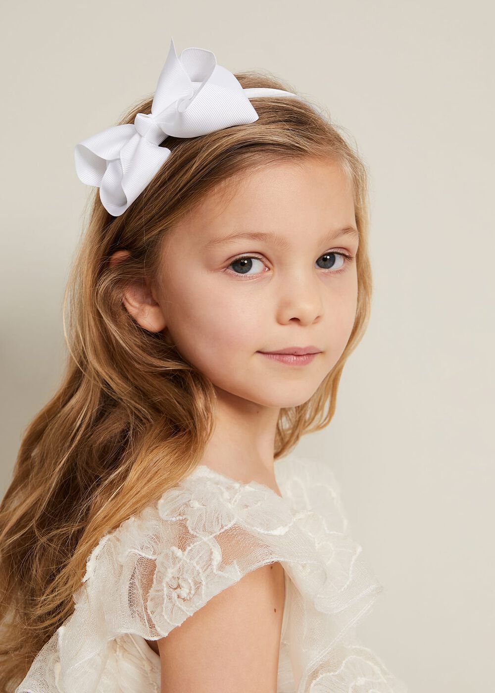 Bow Hair Band & Clip Set White