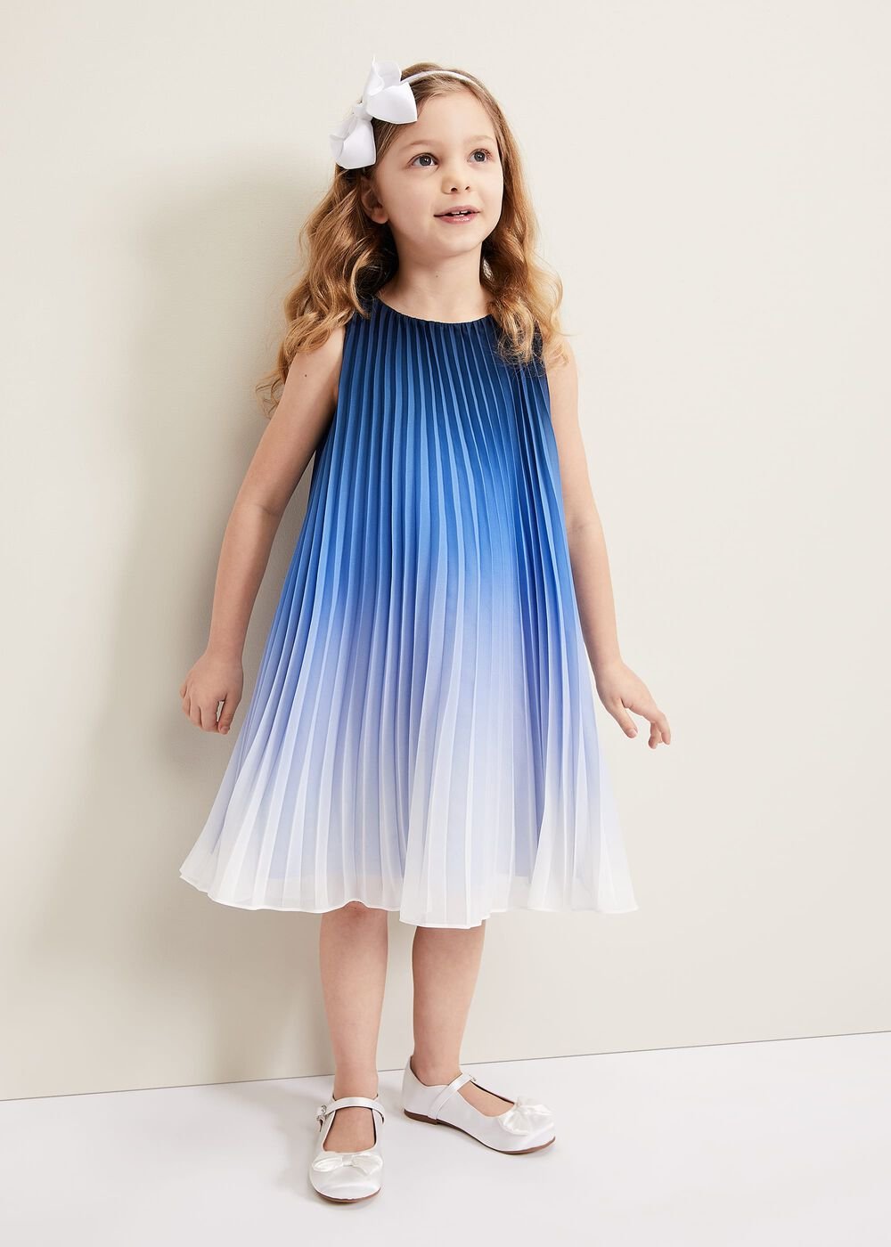 Jessie Ombre Pleat Dress Blue