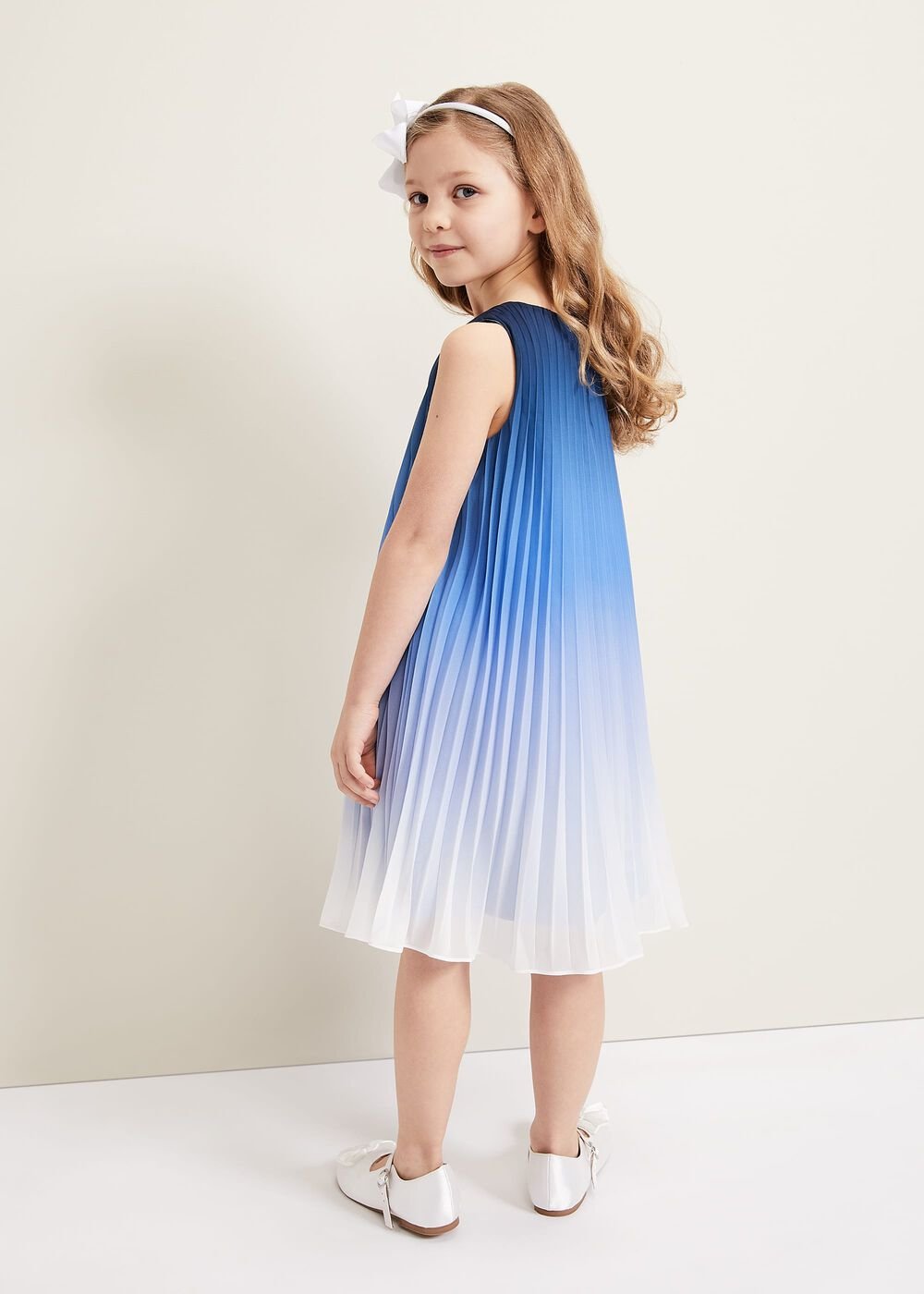 Jessie Ombre Pleat Dress Blue