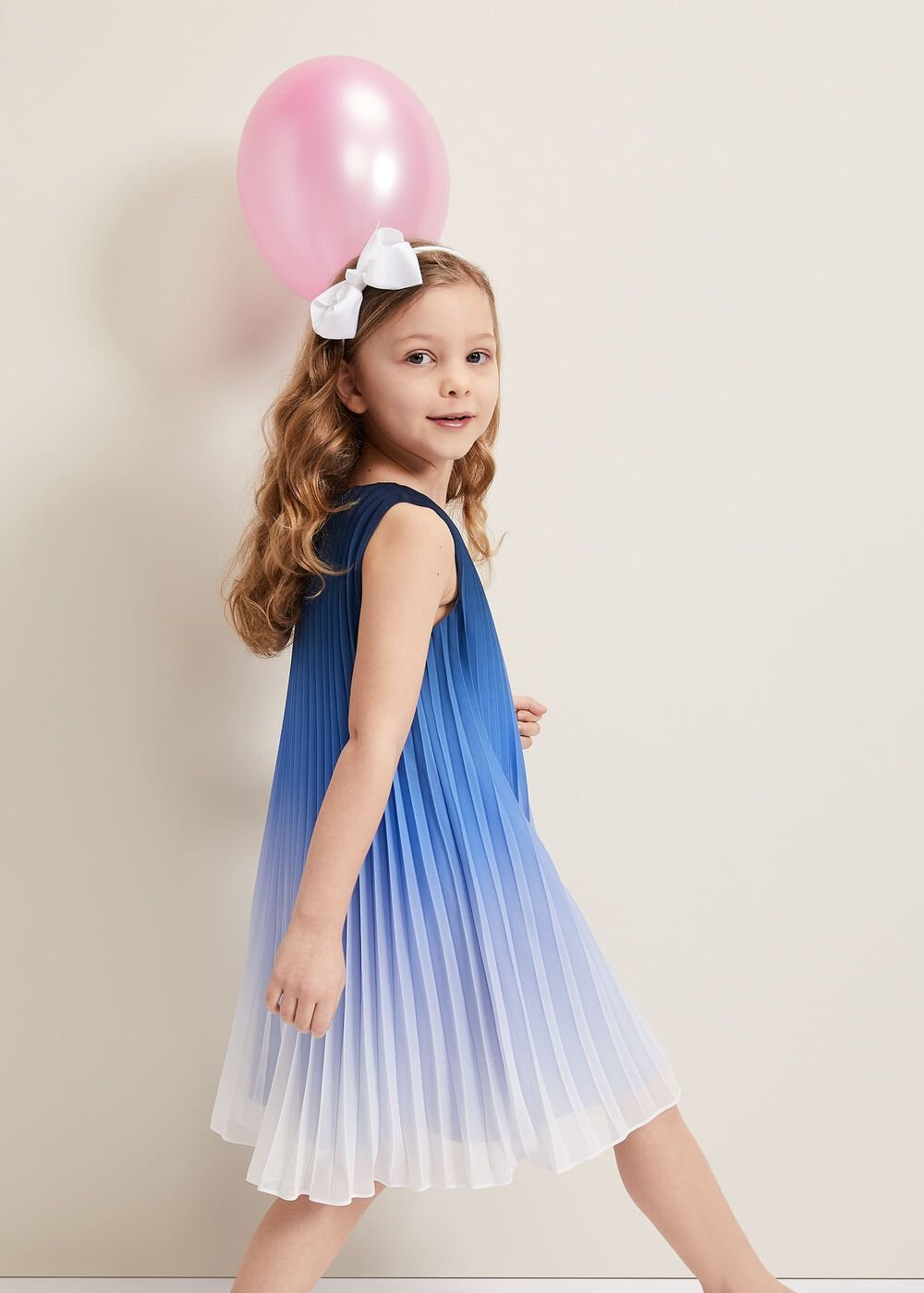 Jessie Ombre Pleat Dress Blue