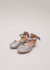 Glitter Heeled Shoes Silver