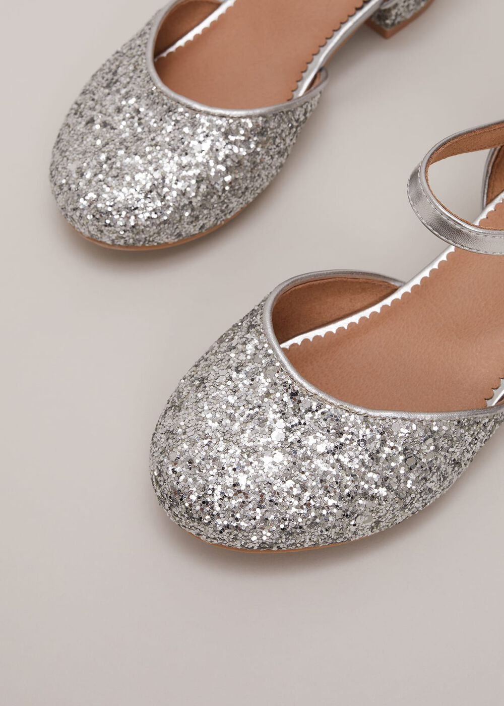 Glitter Heeled Shoes Silver