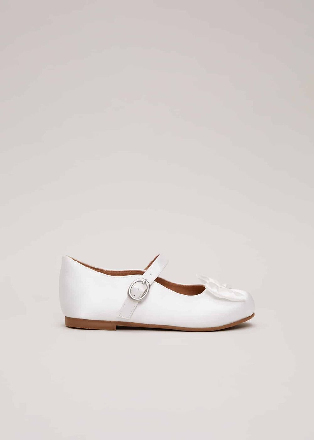 Satin Bow Front Shoes Ivory