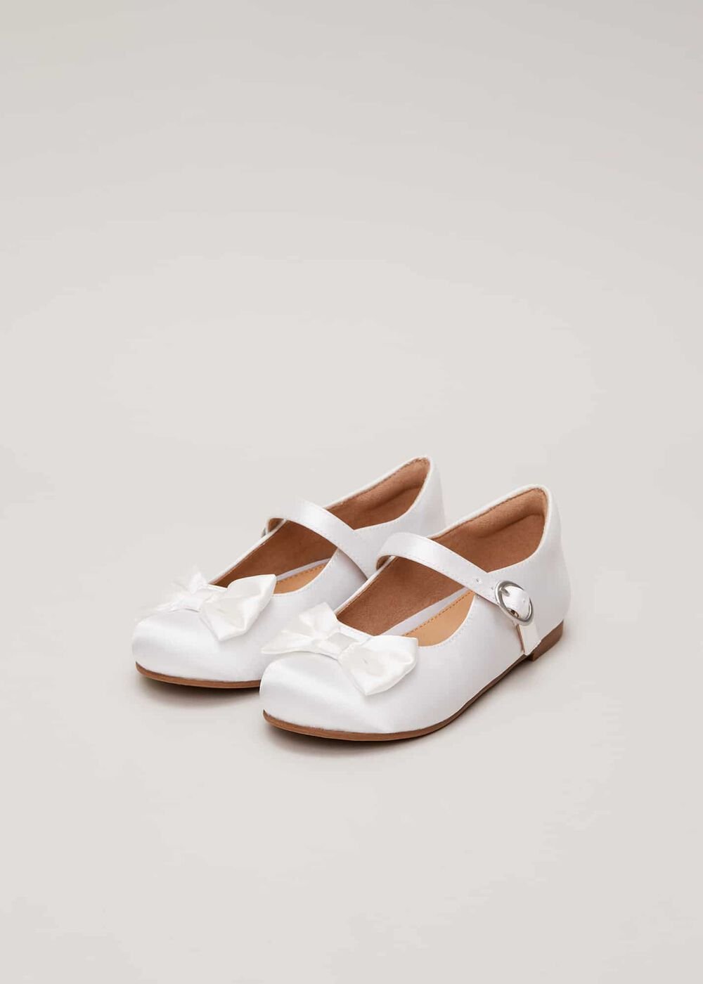 Satin Bow Front Shoes Ivory