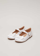 Satin Bow Front Shoes Ivory