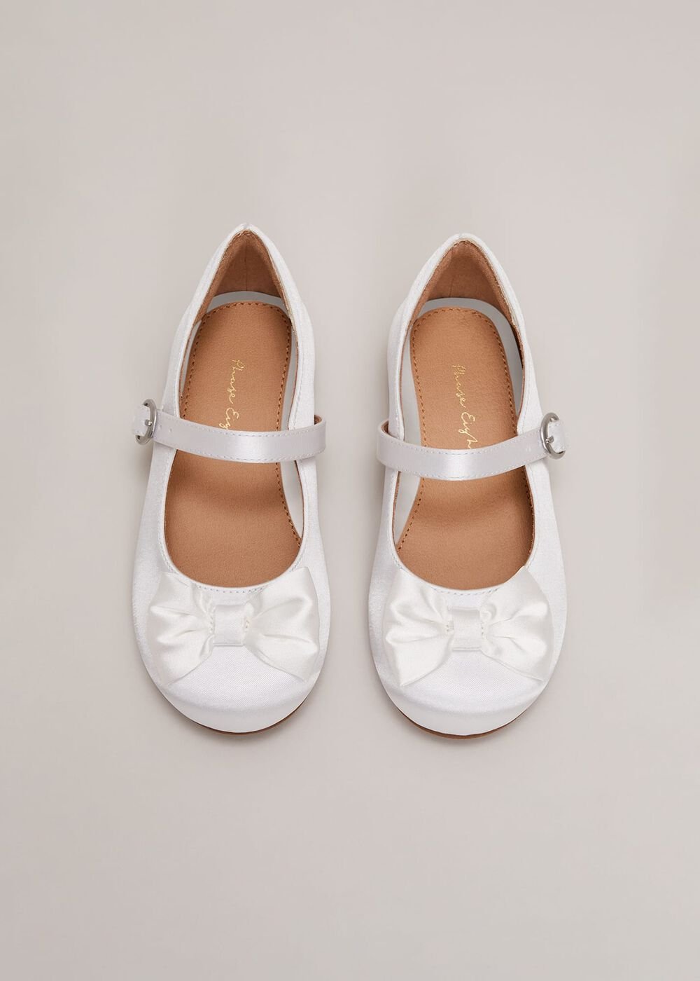 Satin Bow Front Shoes Ivory