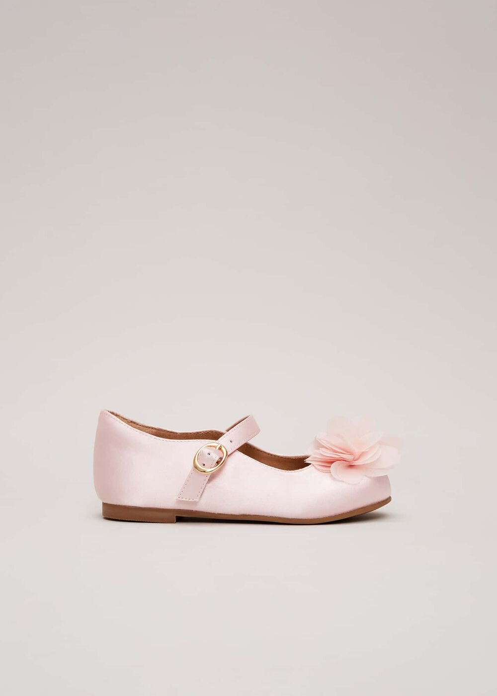 Satin Flower Detail Shoes Pale Pink