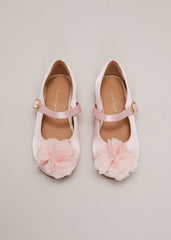 Satin Flower Detail Shoes Pale Pink