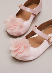 Satin Flower Detail Shoes Pale Pink