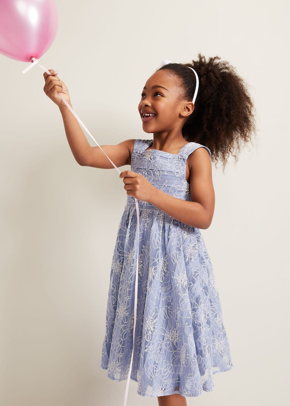 Amelia Embroidered Dress Blue