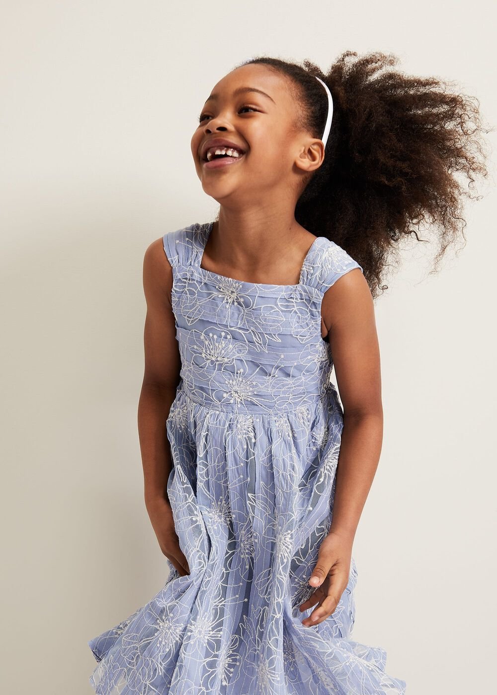 Amelia Embroidered Dress Blue
