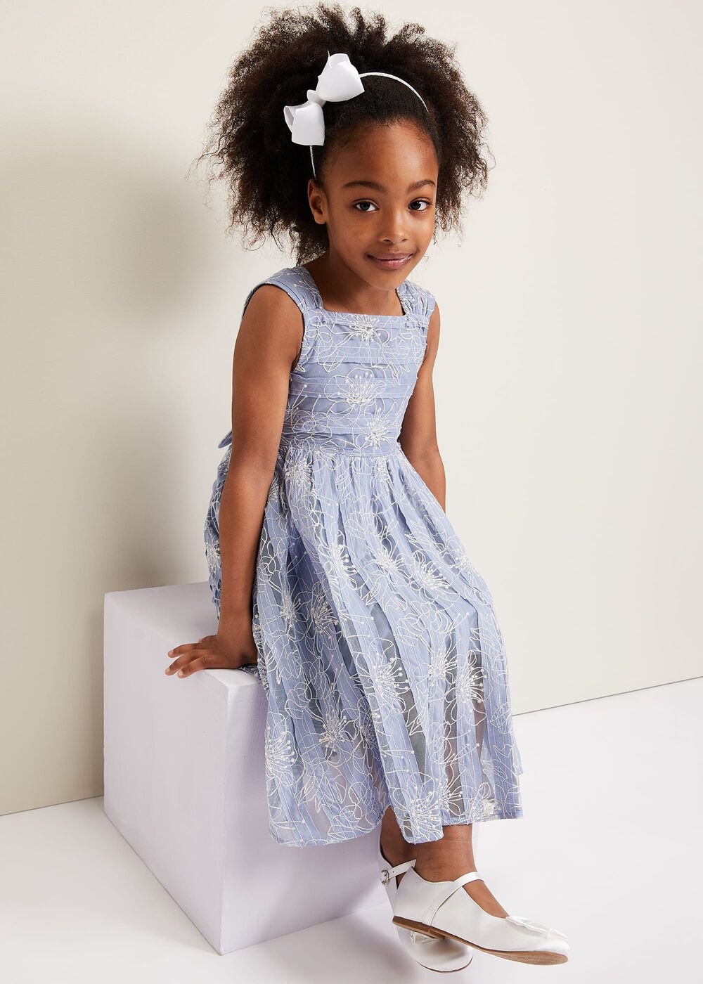 Amelia Embroidered Dress Blue