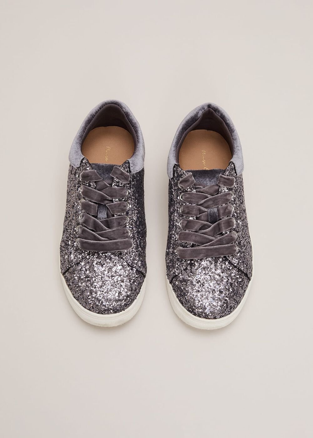 Grey Glitter Trainers Grey