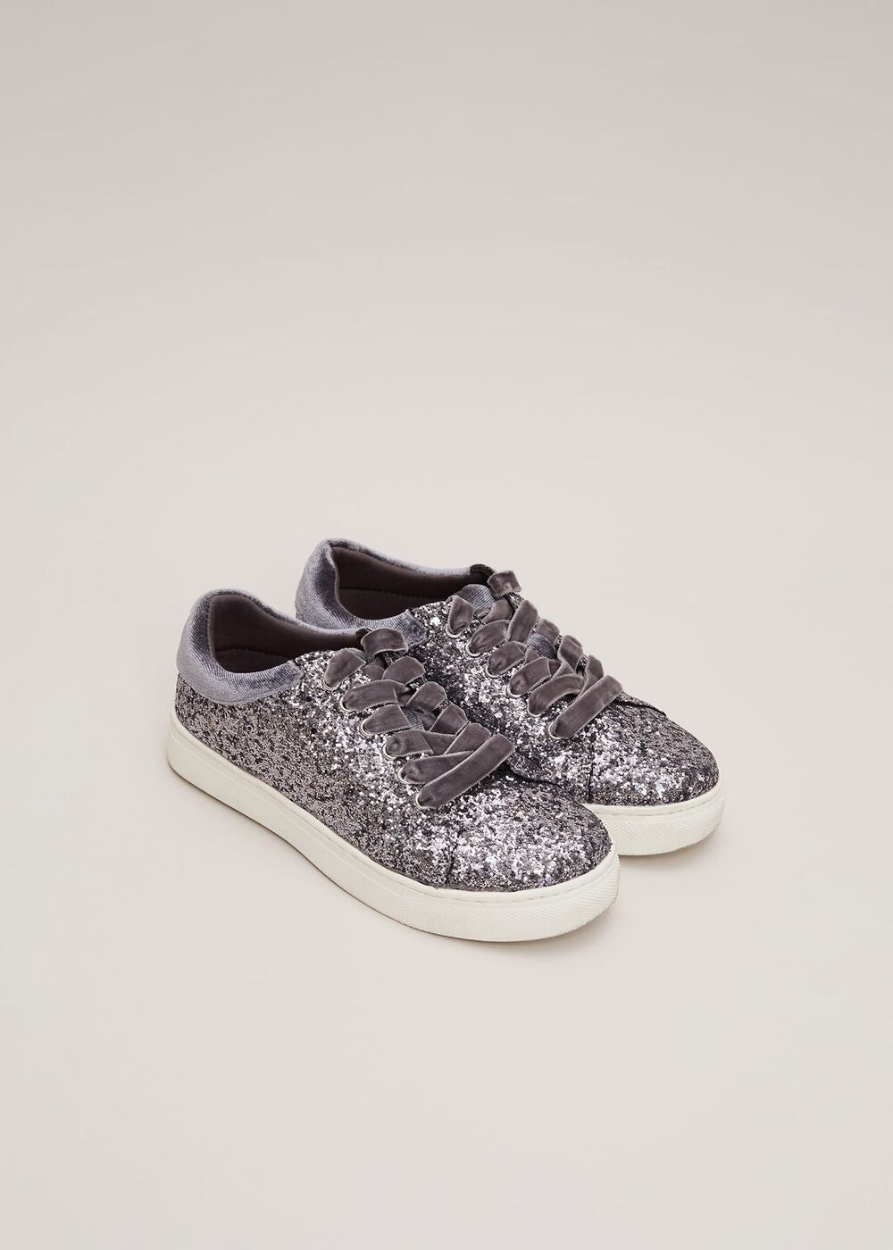 Grey Glitter Trainers Grey